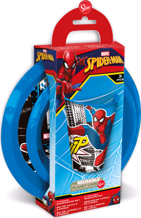 Spider-man - Tallerken Sæt Og Kop - Euromic - 3 Dele