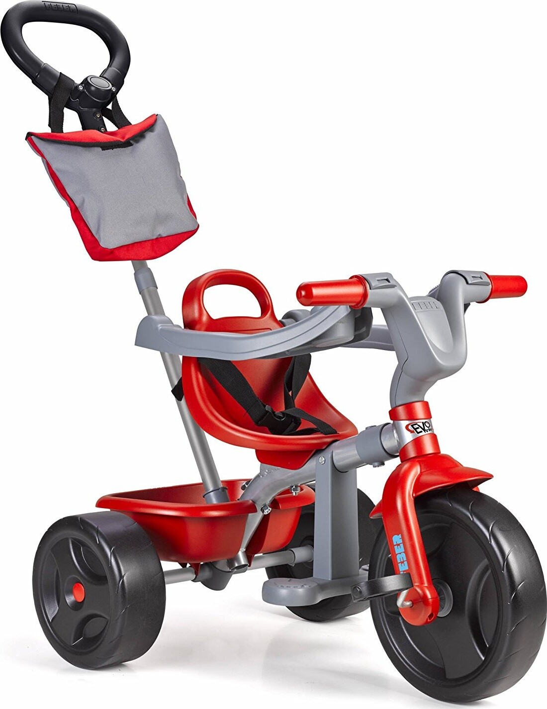 Rød Trehjulet Cykel Til Børn – Med Lad, Stoftaske Og Håndtag