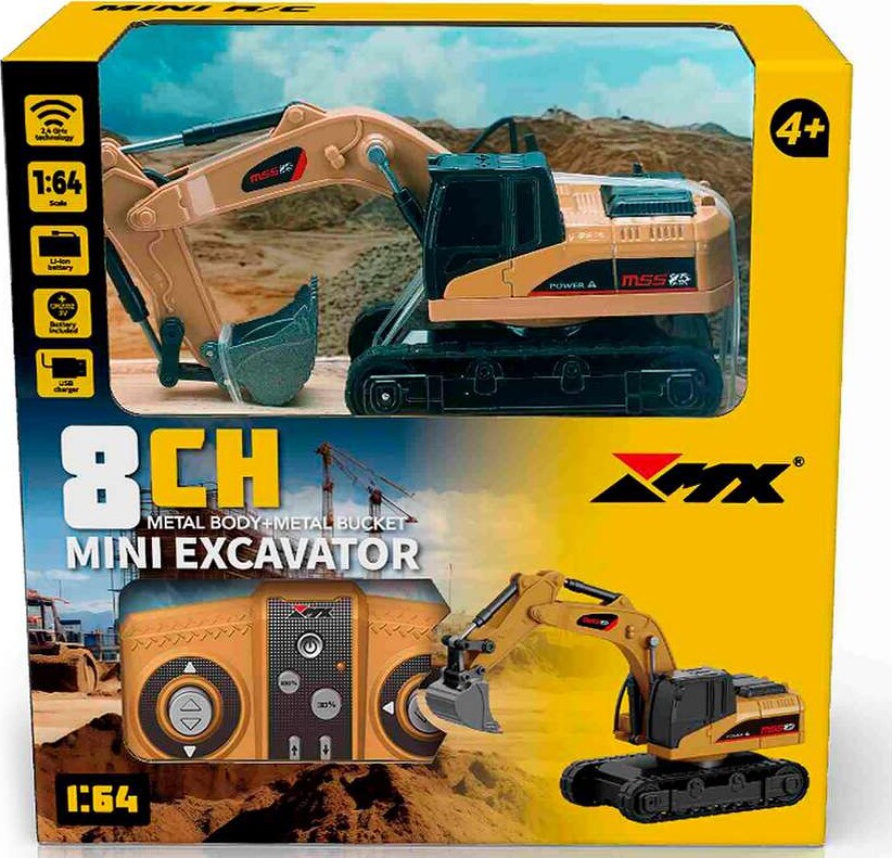 Excavator R/c 1:64 2,4ghz, 3,7v Li-ion, 8 Channels - Z6750a-3 - Mx