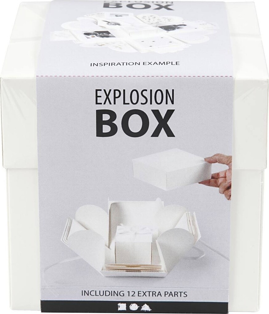 Billede af Explosion Box - Str. 7x7x7,5+12x12x12 Cm - Råhvid - 1 Stk.