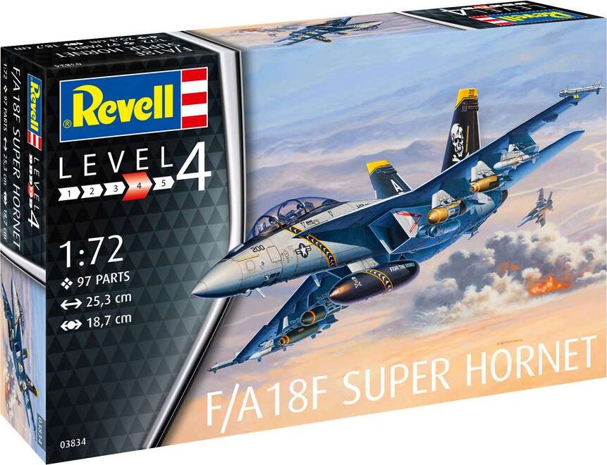 Revell - F/a-18f Super Hornet Fly Byggesæt - 1:72 - Level 4 - 03997