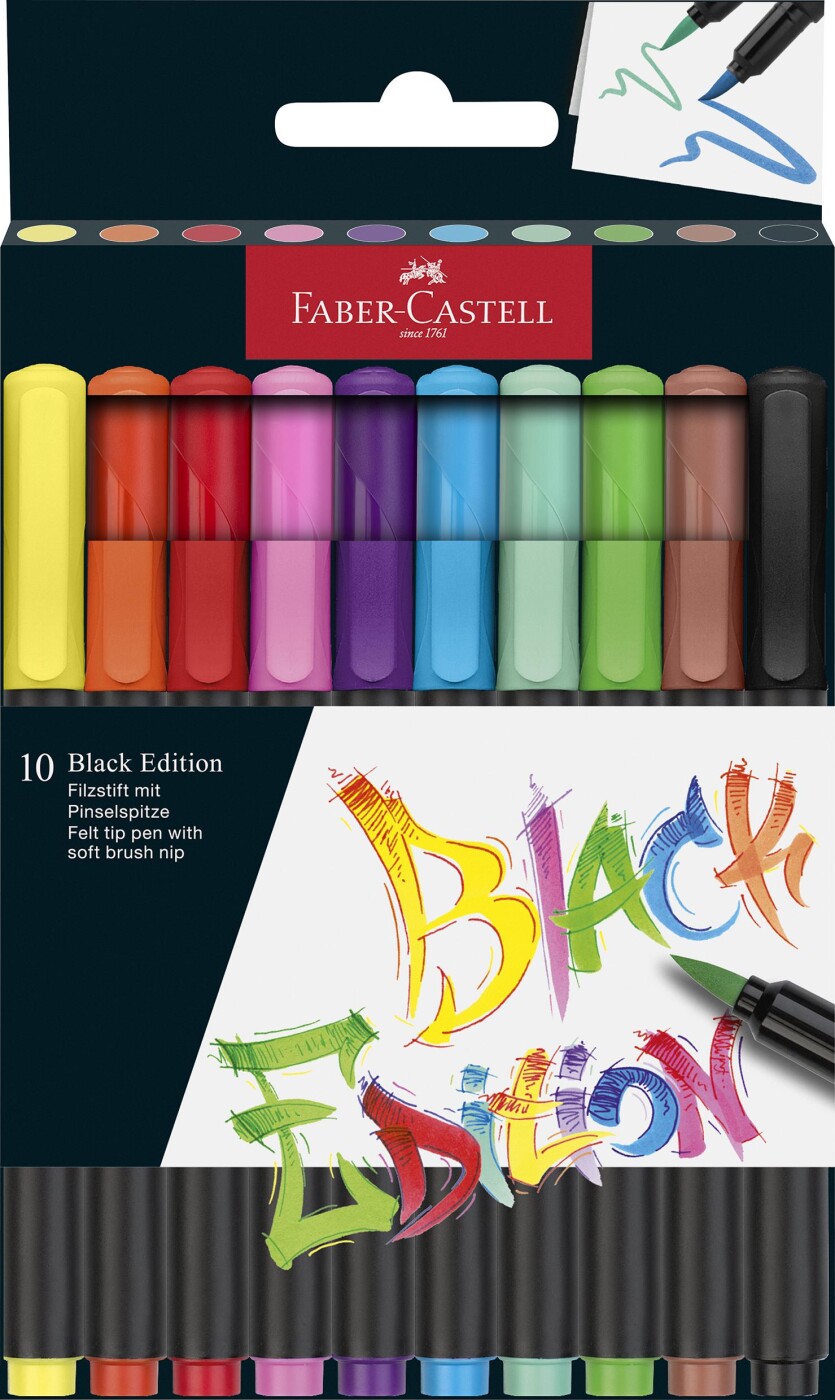 Faber-castell - Black Edition Tusser - 10 Farver