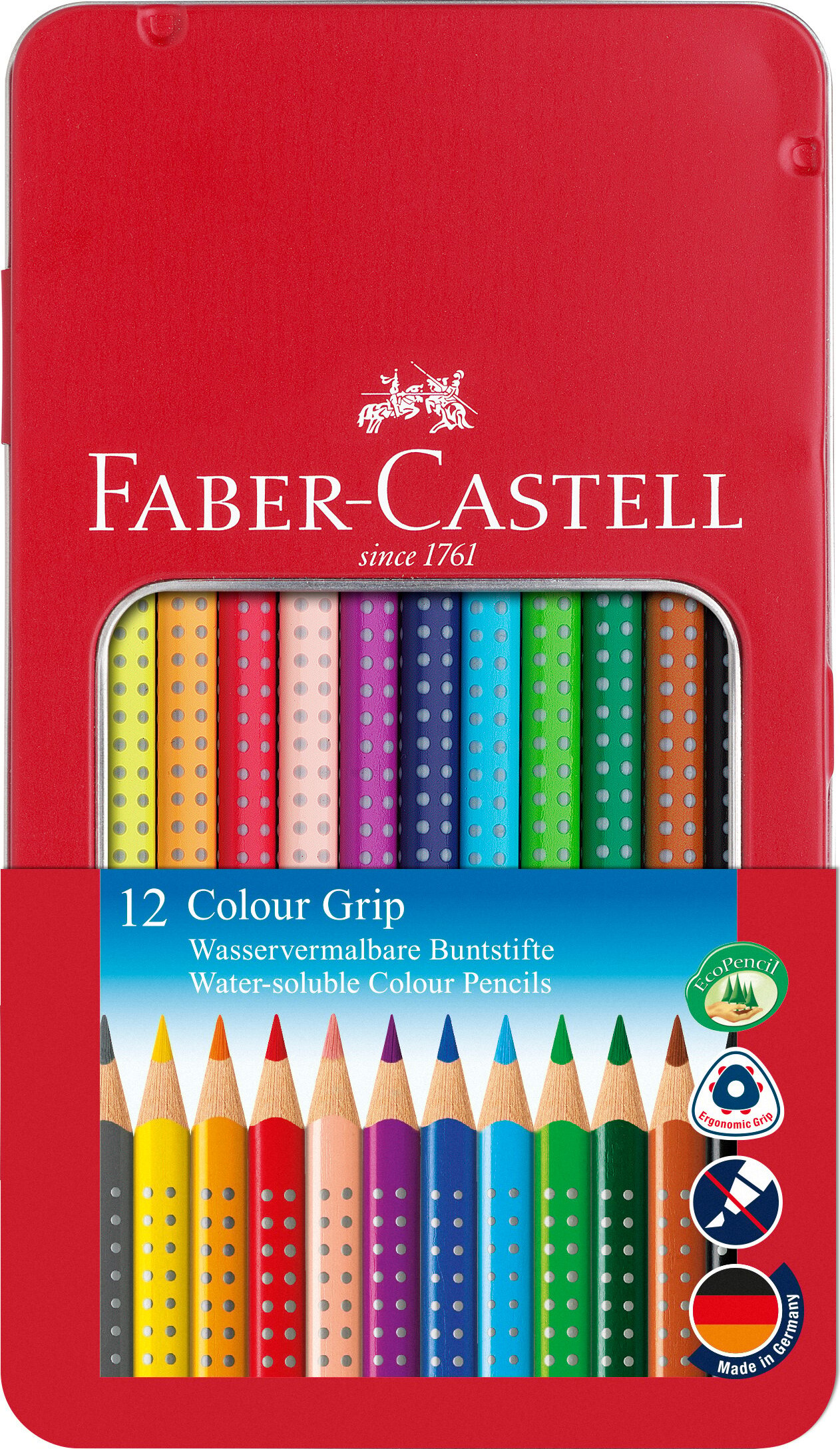 Faber-castell - Colour Grip Farveblyant - Tinæske Med 12 Stk
