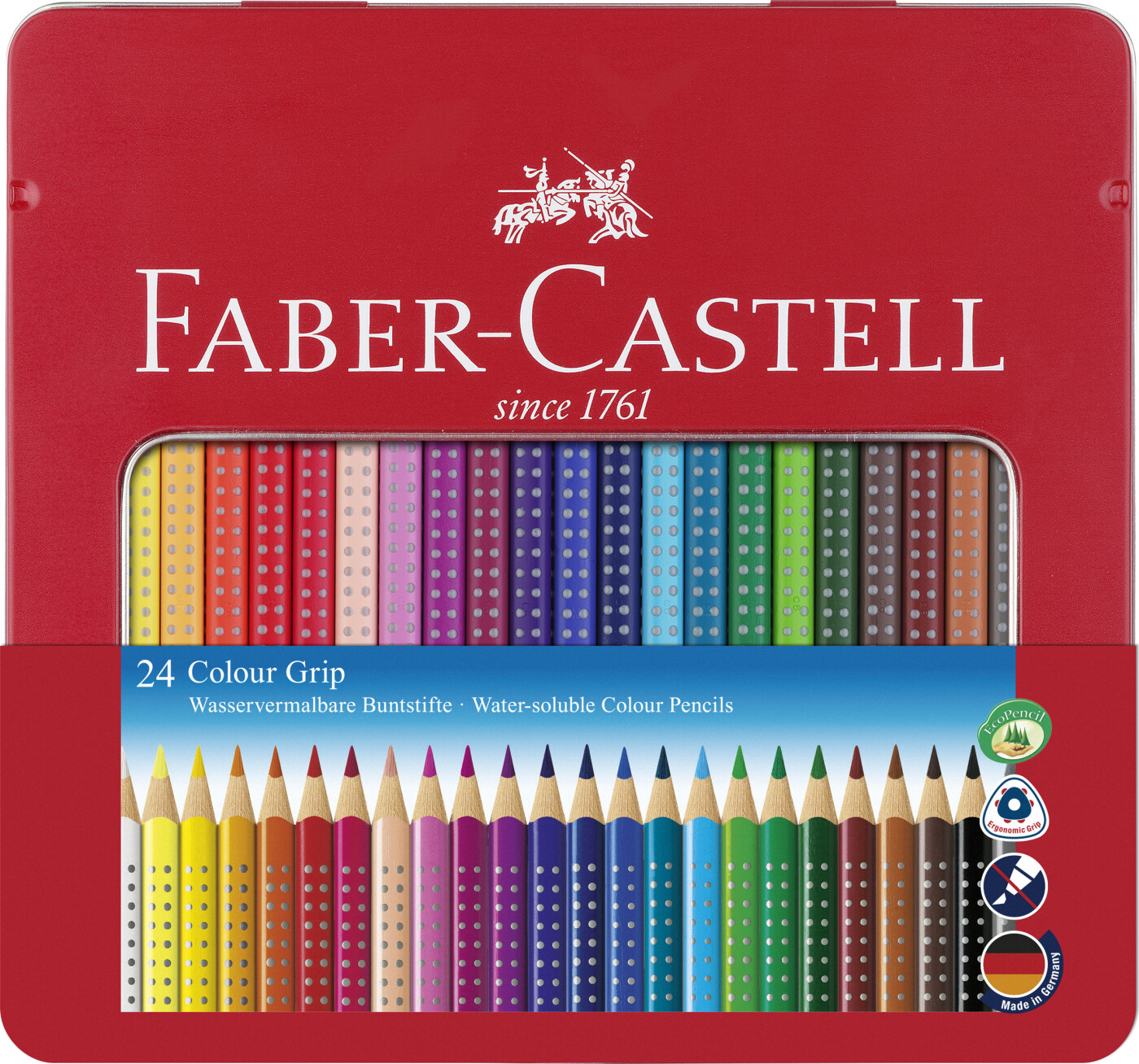 Se Faber-castell - Colour Grip Farveblyanter I Tinæske - 24 Stk. hos Gucca.dk