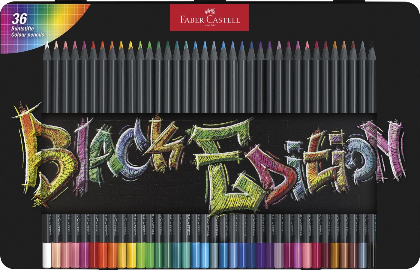 Faber-castell - Black Edition Farveblyanter I Metalæske - 36 Stk