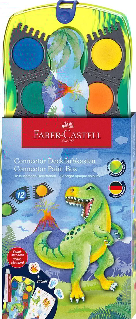 Faber-castell - Malesæt Med 12 Vandfarver - Dinosaur