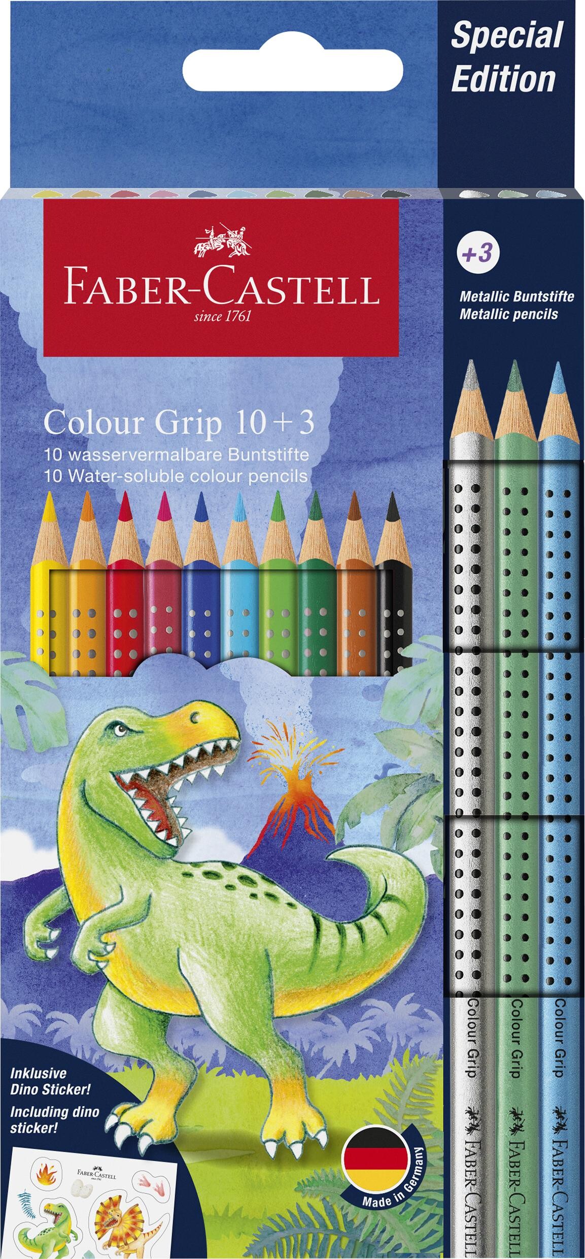 Faber-castell - Colour Grip Farveblyanter - Dinosaur - 13 Farver