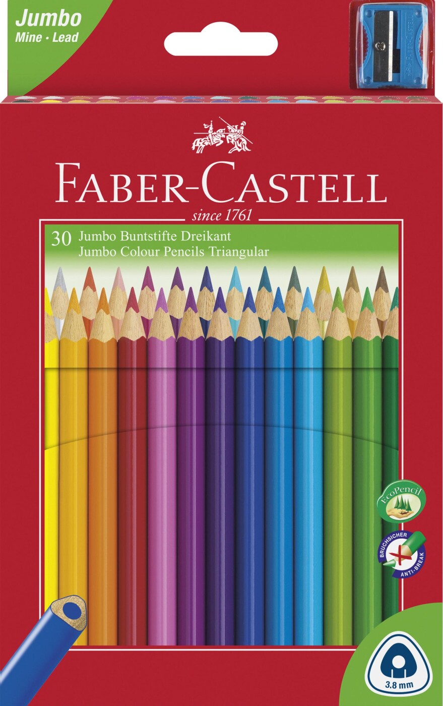 Faber-castell - Jumbo Farveblyanter - Junior Triangular - 30 Farver