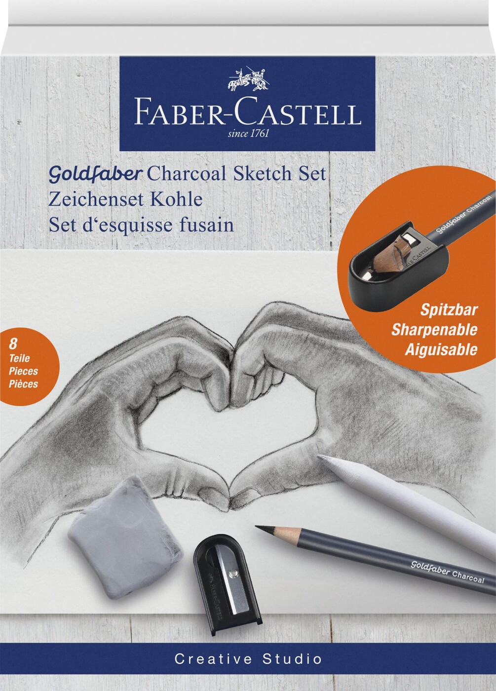 Faber-castell - Goldfaber Charcoal Sketch Set - Tegnekul Sæt - 8 Dele