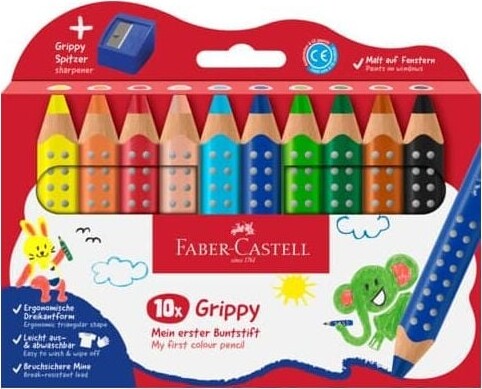 Faber-Castell Farveblyanter - XXL Jumbo Grip + Spidser - 10 stk.