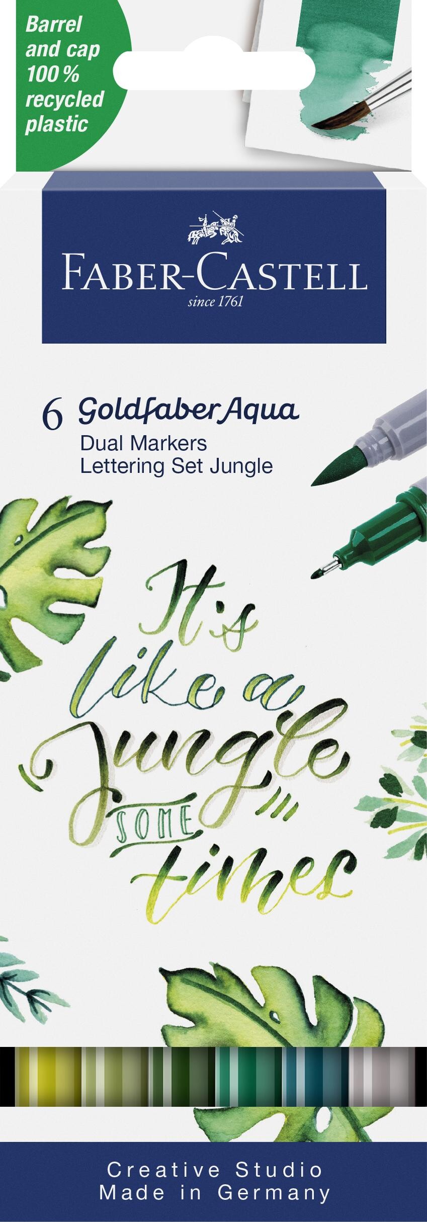 Faber-castell - Goldfaber Aqua Dual Marker Akvareltusser - Jungle - 6 Stk