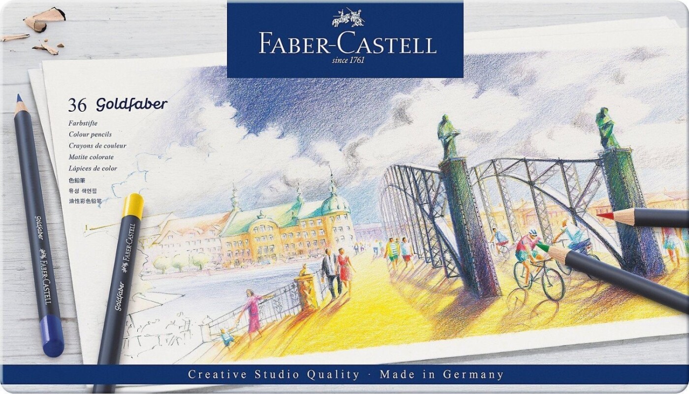 Faber-castell - Goldfaber Farveblyanter - Metalæske Med 36 Stk