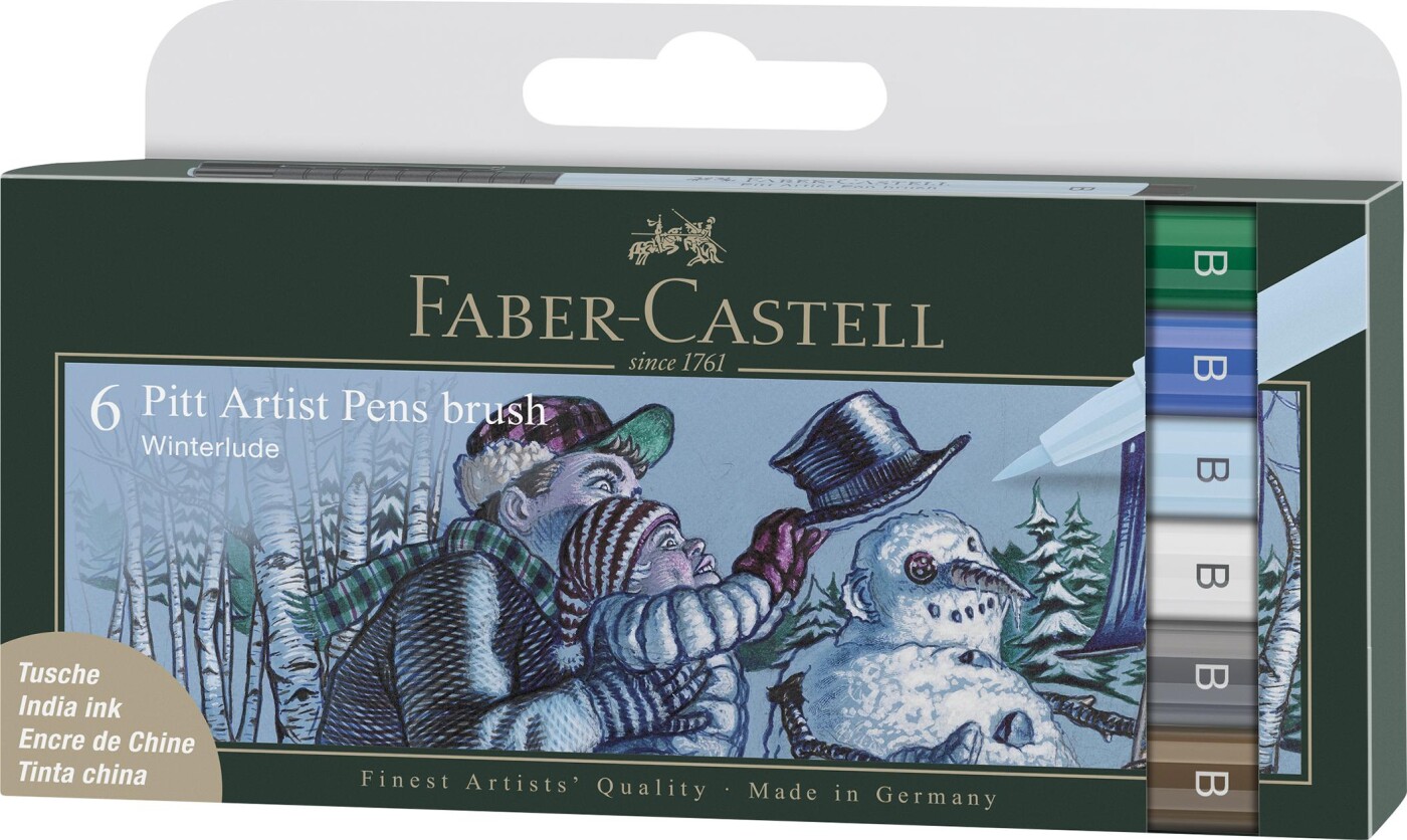 Faber-castell - Pitt Artist Pens Brush Tusser - Winterlude - 6 Stk