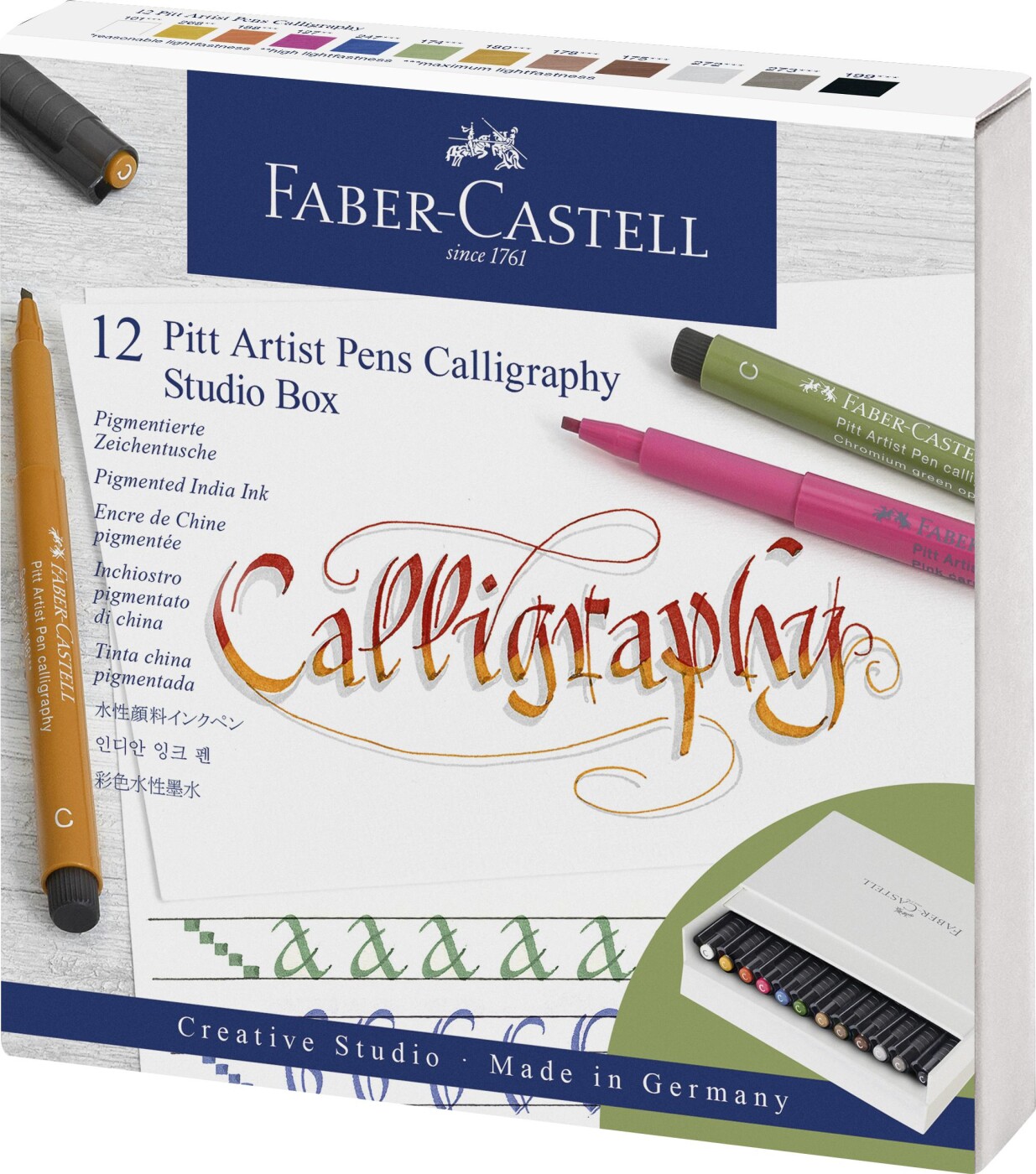 Faber-castell - Pitt Artist Pens Calligraphy Studio Box Tusser - 12 Stk