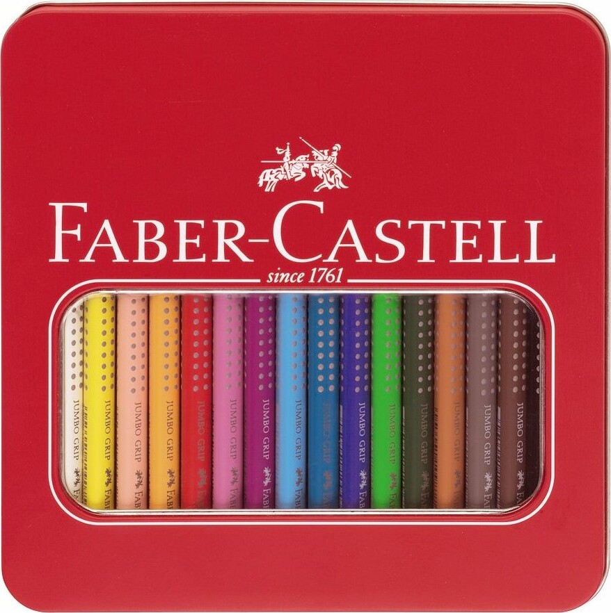 Billede af Faber Castell Jumbo Grip Farveblyanter I Metalæske - 16 Stk. hos Gucca.dk