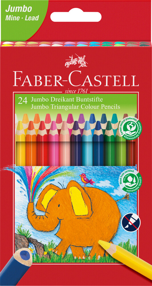 Faber-castell - Jumbo Trekantede Farveblyanter - 24 Stk | Se tilbud og køb på