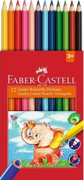 Faber-castell - Jumbo Colour Pencils - Trekantede Farveblyanter - 12 Stk.
