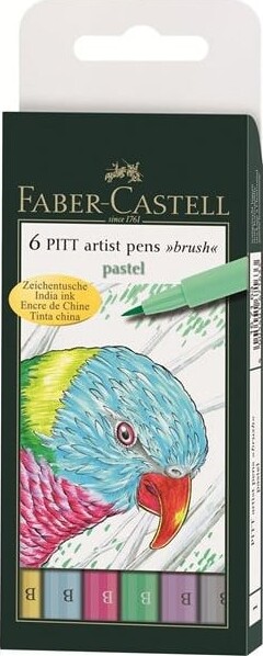 Se Faber-castell Pitt Artist Pen Brush Pastel Colors / Pastelblyanter - 6 Stk. hos Gucca.dk