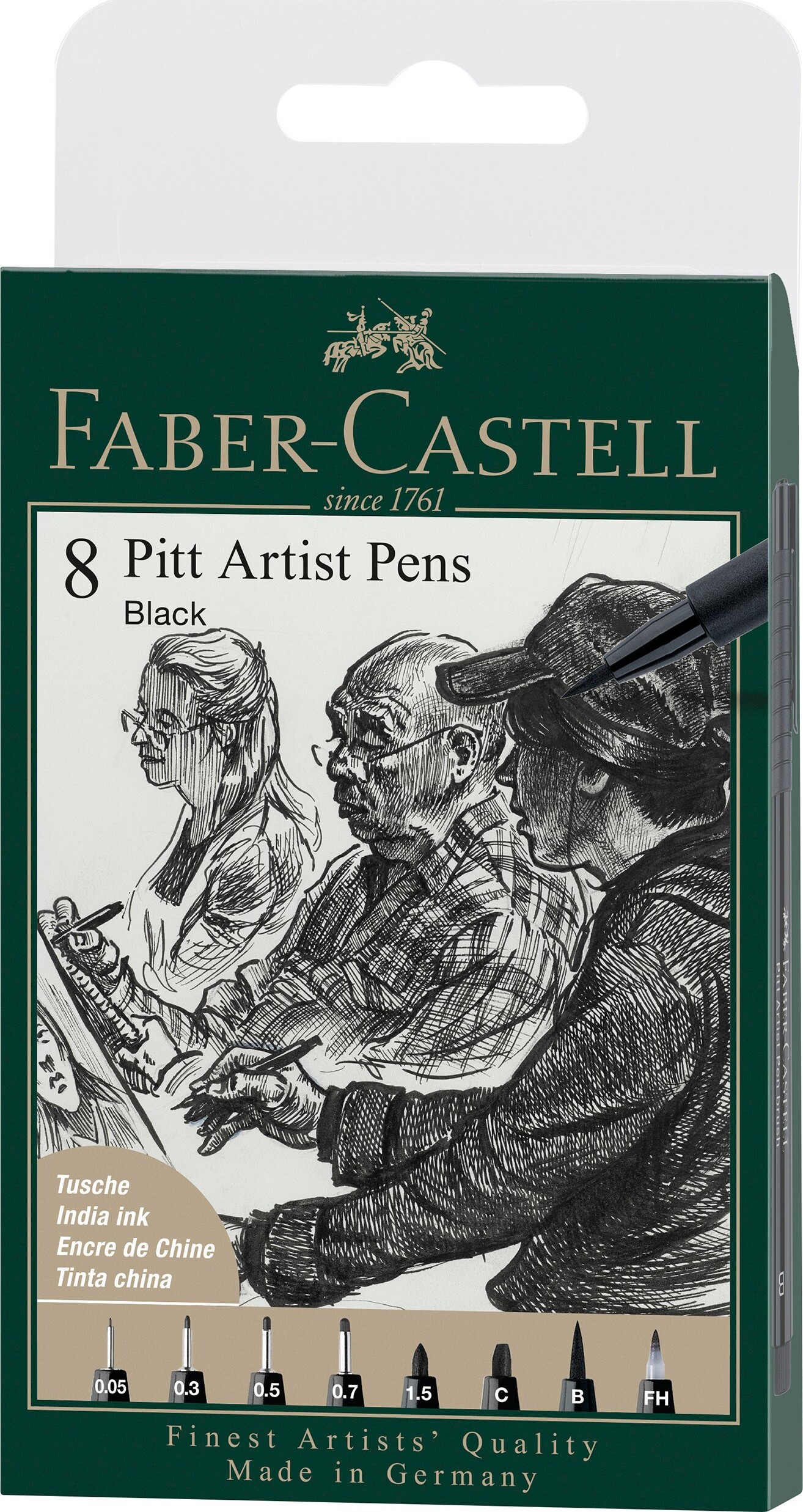 Faber-castell - Artist Pens Tegnesæt - Sort - 8 Stk