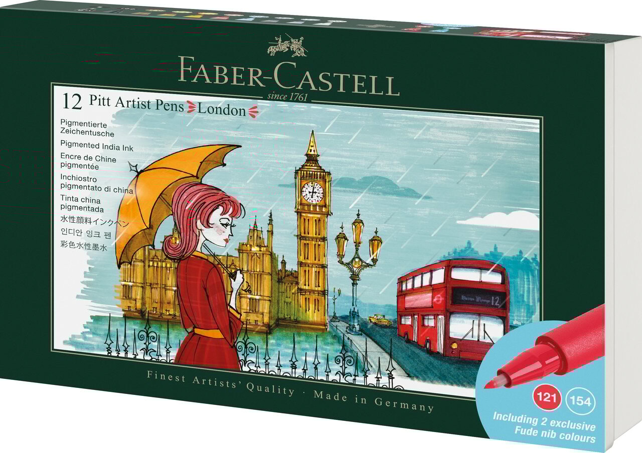 Faber-castell - Pitt Artist Pens - Penseltusser - London - 12 Stk.