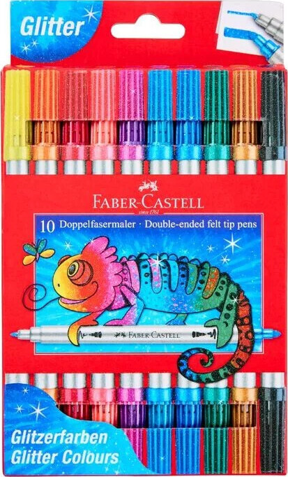 Faber-castell - Tusser Dobbelt Tyk/tynd Glitter - 10 Asst.