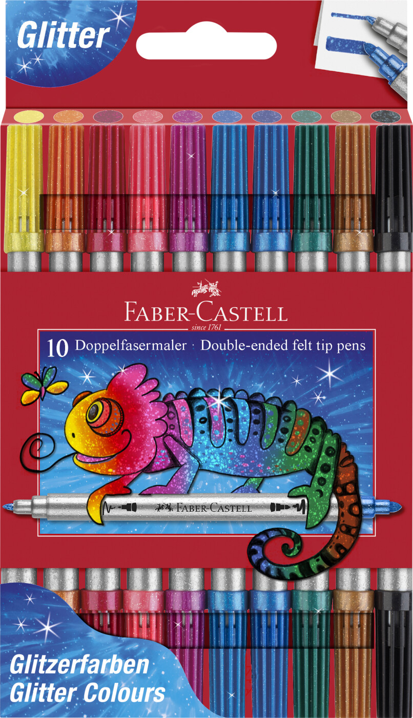 Faber-castell - Tusser Dobbelt Tyk/tynd Glitter - 10 Stk