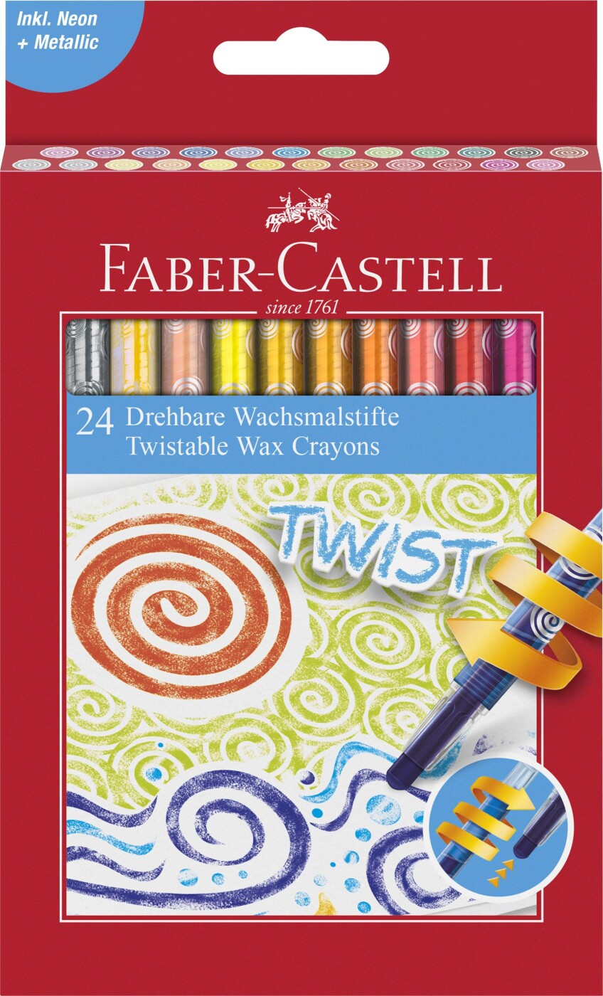 Faber-castell - Twistable Wax Crayons - Oliekridt - 24 Farver