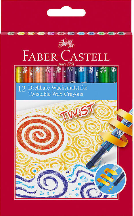 Faber-castell - Twistable Wax Crayons - Voks Farvekridt - 12 Stk.