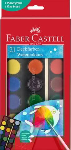 Faber-castell - Vandfarve Sæt Inkl. Pensel - 21 Farver