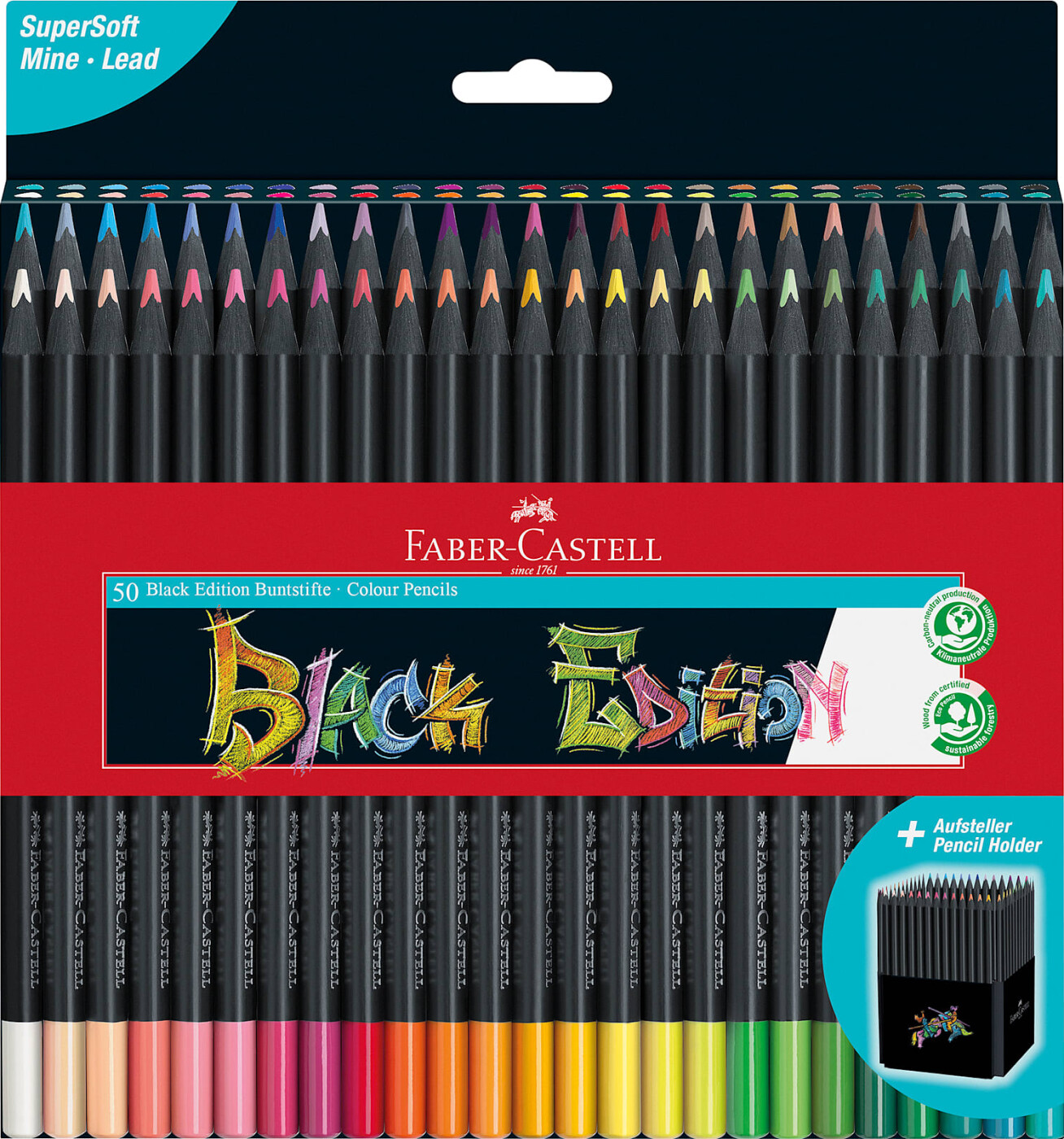 Faber-castell - Black Edition Farveblyanter - Supersoft - 50-pak