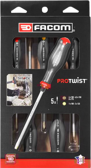 Facom Atwck.j5pb Pro-twist Screwdriver Set 5pce Hammer Thru