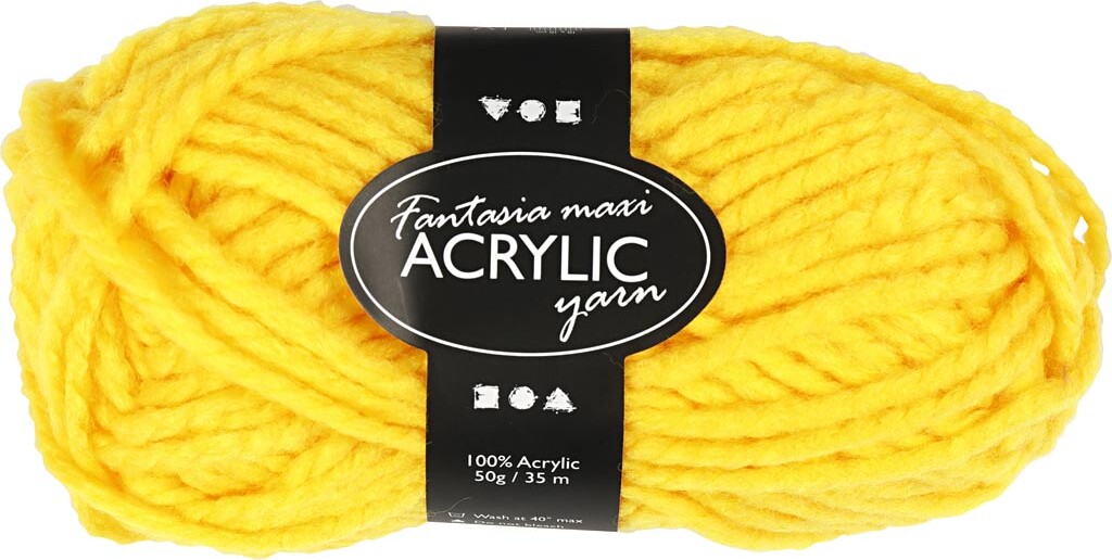 Fantasia Polyacrylgarn - L 35 M - Pind 9-10 - Gul - 50 G - Creativ Company