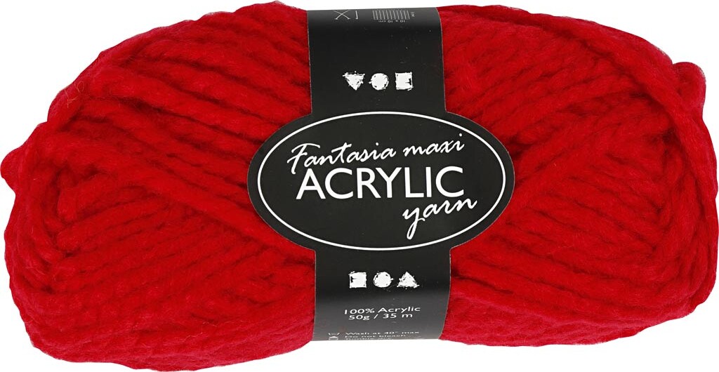 Fantasia Polyacrylgarn - L 35 M - Pind 9-10 - Rød - 50 G