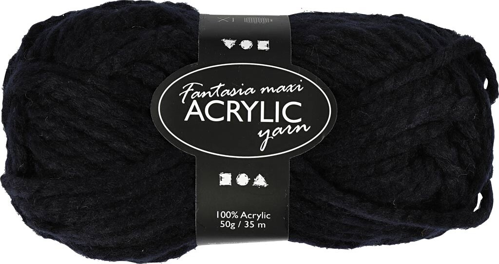 Fantasia Polyacrylgarn - L 35 M - Pind 9-10 - Sort - 50 G