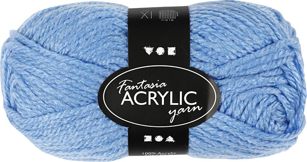 Fantasia Polyacrylgarn - L 80 M - Pind 4,5-5 - Blå - 50 G