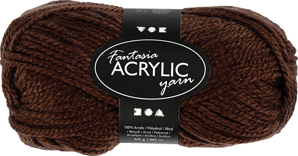 Fantasia Polyacrylgarn - L 80 M - Pind 4,5-5 - Brun - 50 G