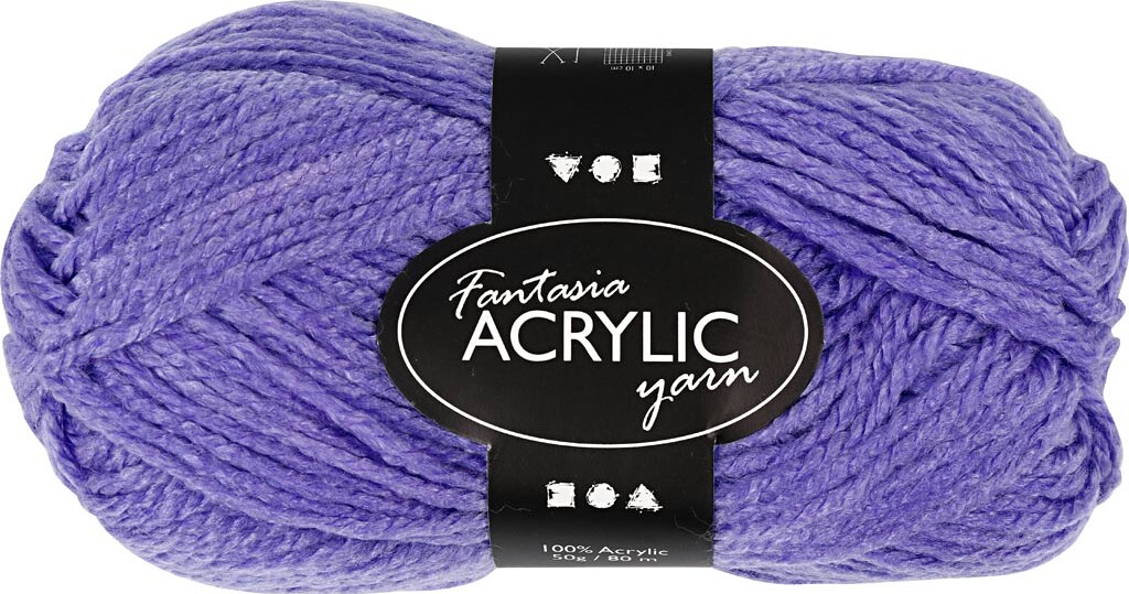 Fantasia Polyacrylgarn - L 80 M - Pind 4,5-5 - Lilla - 50 G