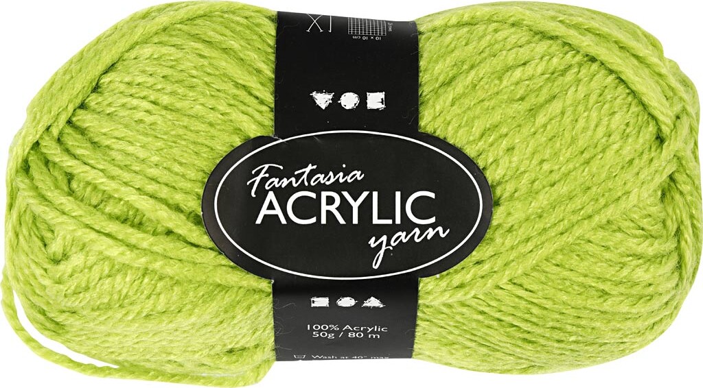 Fantasia Polyacrylgarn - L 80 M - Pind 4,5-5 - Lys Grøn - 50 G