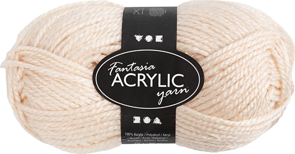 Fantasia Polyacrylgarn - L 80 M - Pind 4,5-5 - Lys Pudder - 50 G