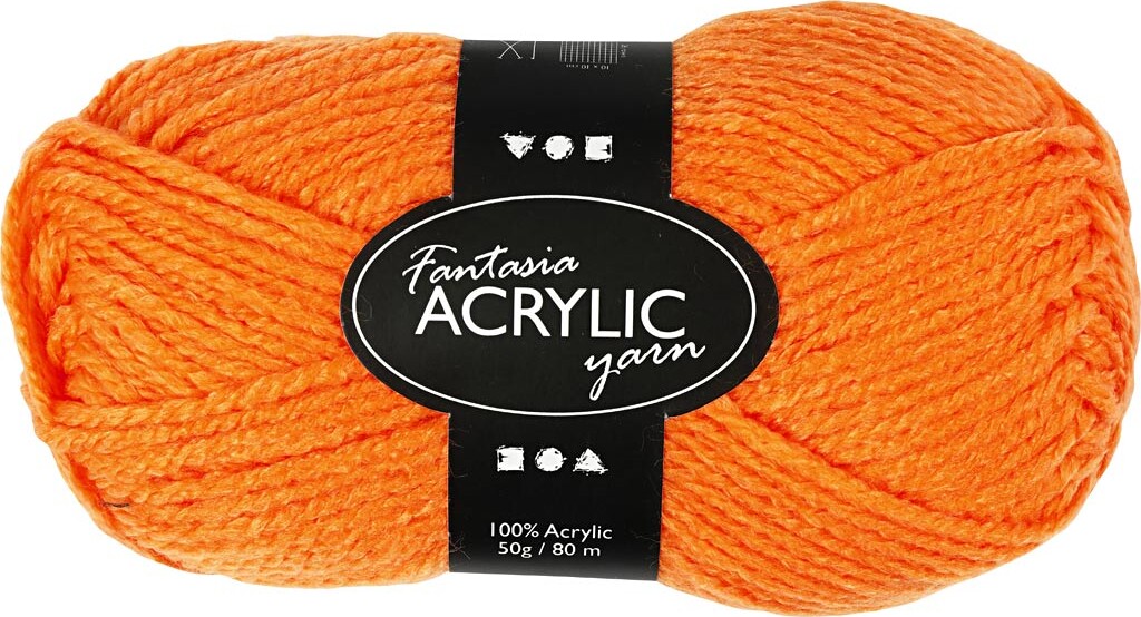 Fantasia Polyacrylgarn - L 80 M - Pind 4,5-5 - Neon Orange - 50 G
