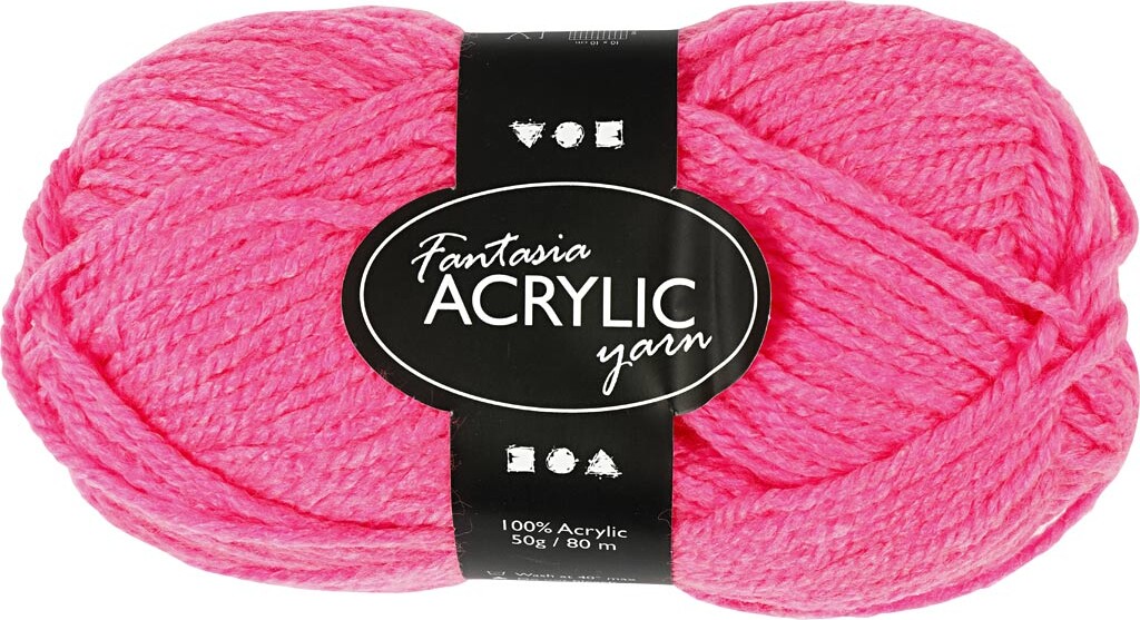 Fantasia Polyacrylgarn - L 80 M - Pind 4,5-5 - Neon Pink - 50 G