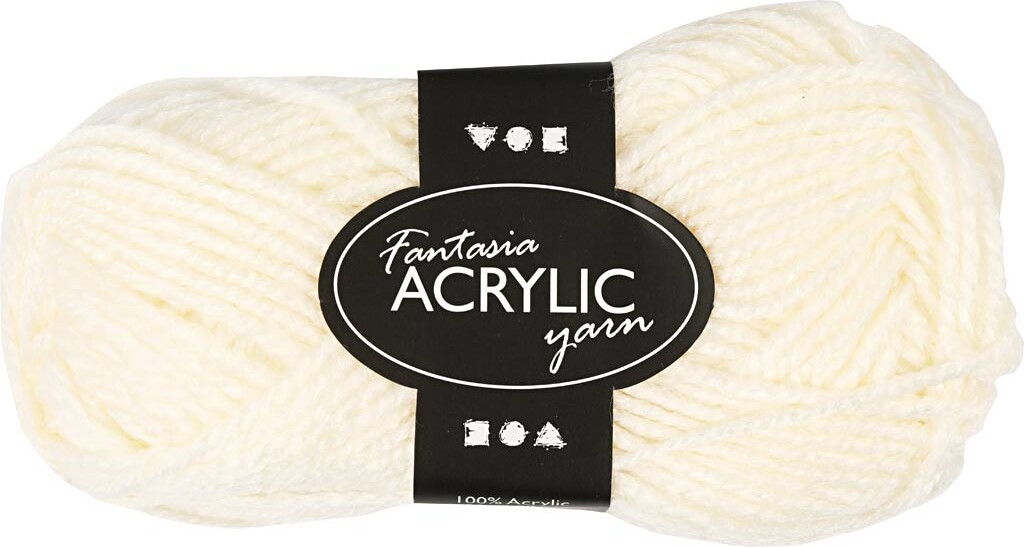 Fantasia Polyacrylgarn - L 80 M - Pind 4,5-5 - Råhvid - 50 G