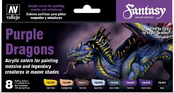 Vallejo - Maling Sæt - Purple Dragons - Fantasy Color - 8x17 Ml