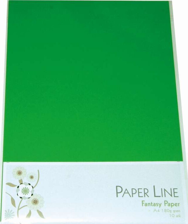 Karton - A4 - Grøn - 10 Ark - 180 G - Fantasy Paper - Paper Line billede