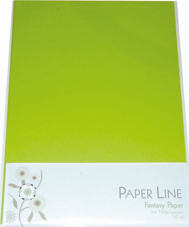 Karton - A4 - Lysegrøn - 10 Ark - 180 G - Fantasy Paper - Paper Line billede