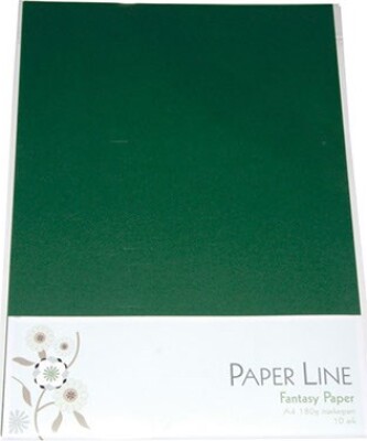 Billede af Karton - A4 - Mørkegrøn - 10 Ark - 180 G - Fantasy Paper - Paper Line hos Gucca.dk