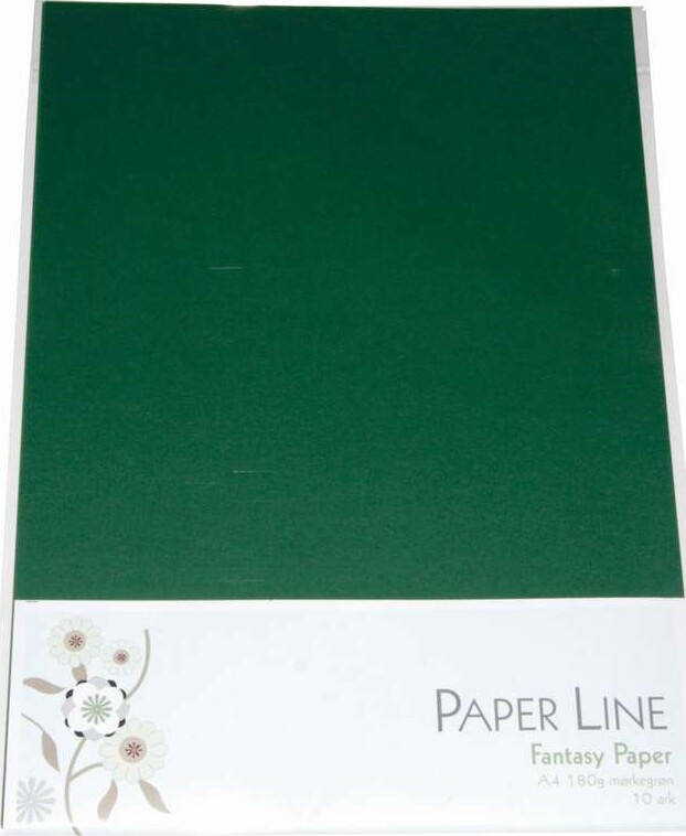 Karton - A4 - Mørkegrøn - 10 Ark - 180 G - Fantasy Paper - Paper Line billede