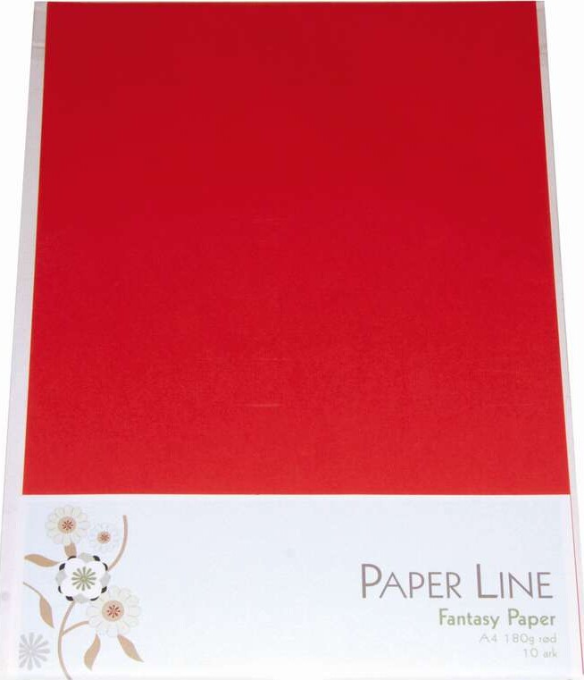 Karton - A4 - Rød - 10 Ark - 180 G - Fantasy Paper - Paper Line billede