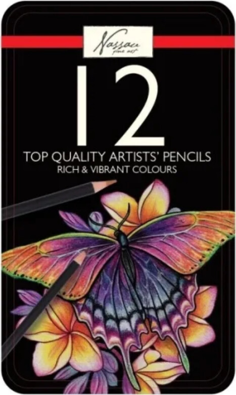 Nassau Fine Art - Farveblyanter I Metalæske - 12 Farver