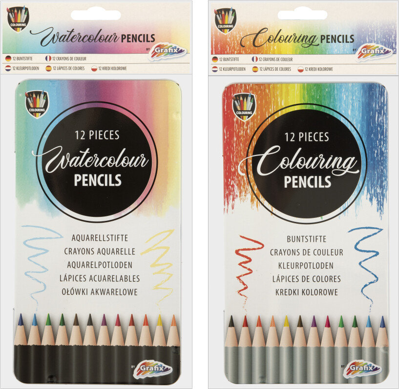 Farveblyanter 12 Stk I Metalæske - Assorteret